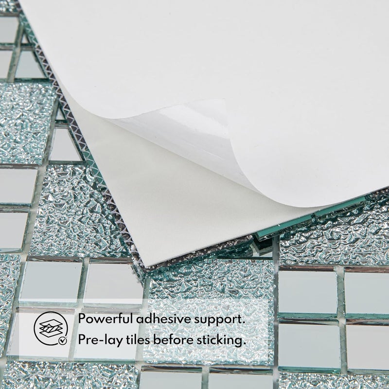 Lovdeco Mirror Peel and Stick Square Mosaic Tile for Kitchen Backsplash, 12" x 10", 6 Pieces, 5 SQ.FT. - Image 3